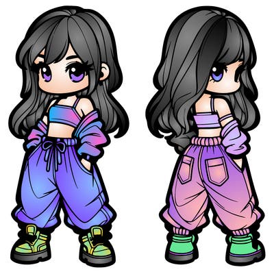 girl in crop top and baggy pants