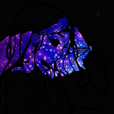 a realistic girl spray painting