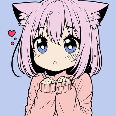 shy anime catgirl