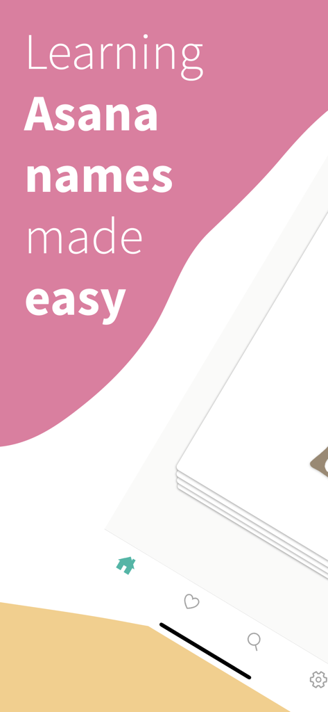 Hey Asana - Hey Asana app screen with text reading Learning Asana names made easy.