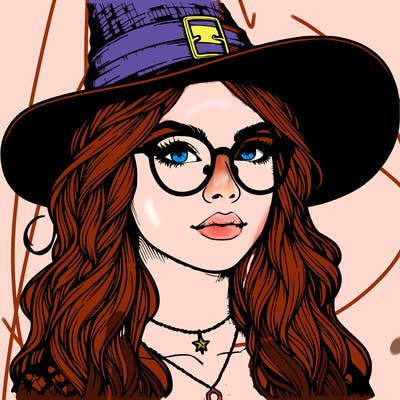 a witch with glasses realistic