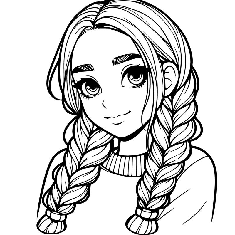 realistic girl with braids