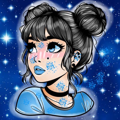 realistic girl with spacebuns