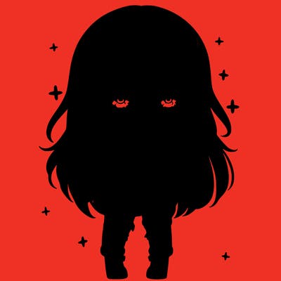 chibi girl with ripped jeans,long hair, and an oversized sweater