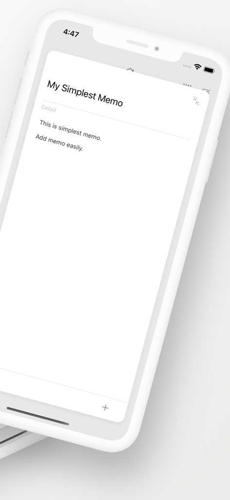 Una interfaz minimalista y limpia de toma de notas en la aplicación Memo Block mostrando una nota simple