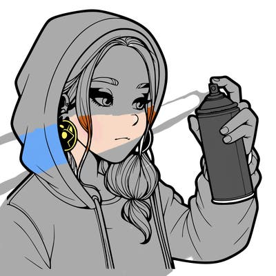 a realistic girl, spray painting
