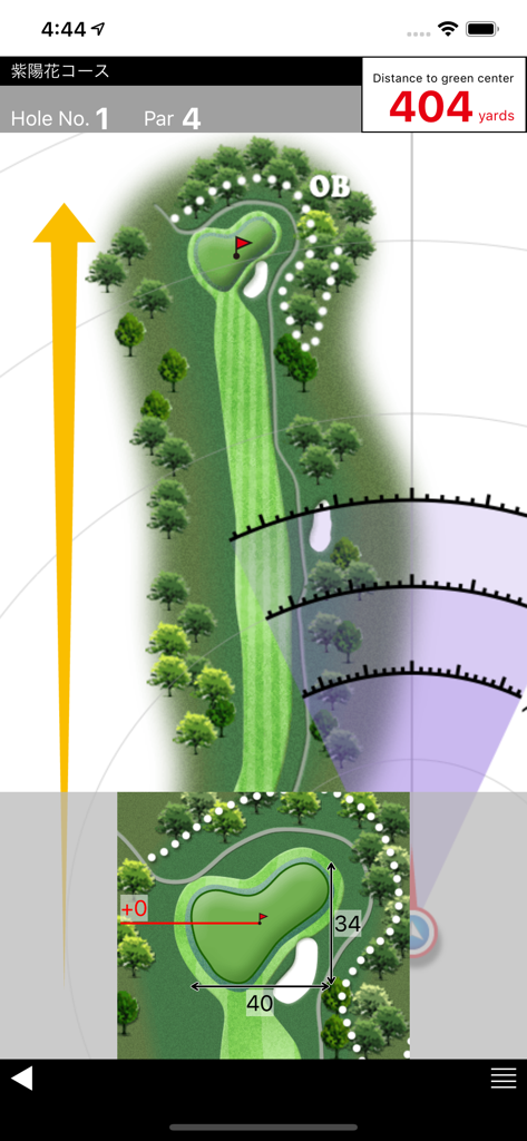 GolfGPS WinGolf-Golf Navi GPS - Golf navigation app displaying fairway map and green distance