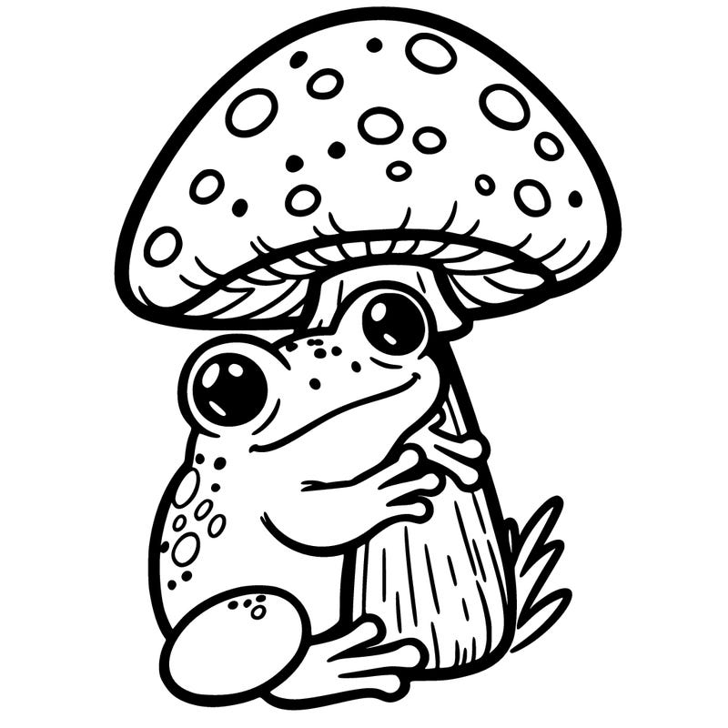 frog with mushroom on its head