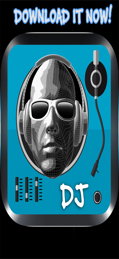 DJ Remixer & Music Player - Graphique DJ stylisé avec un casque et des curseurs audio pour l'application DJ Remixer