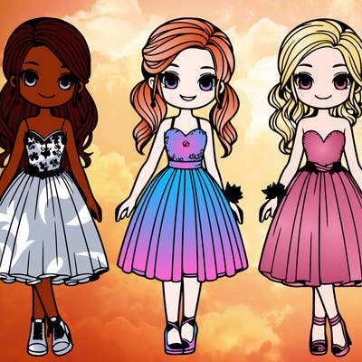 girls standing cute dress ready for prom