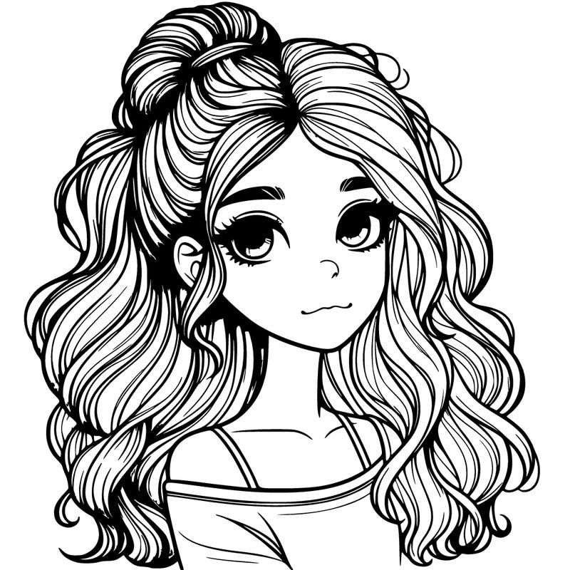 realistic girl with a half up half down hairstyle