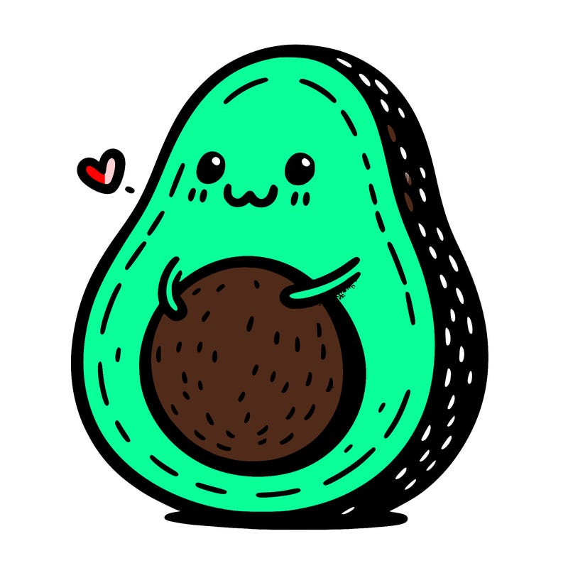 an avocado hugging an avocado