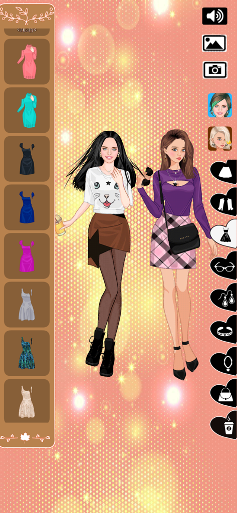Autumn fashion dress up game - Dos chicas con elegantes conjuntos de otoño en un juego móvil de vestir a la moda