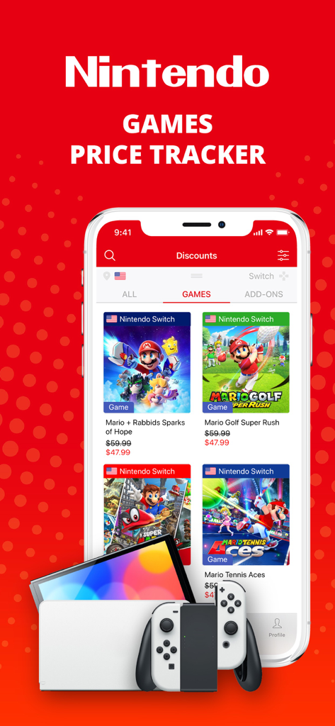 NT Deals - NT Deals mobile app interface showing Nintendo Switch game price discounts and deals