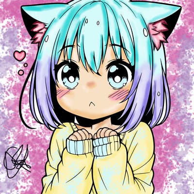 shy anime catgirl