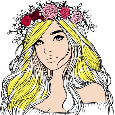 realistic girl with flower crown
