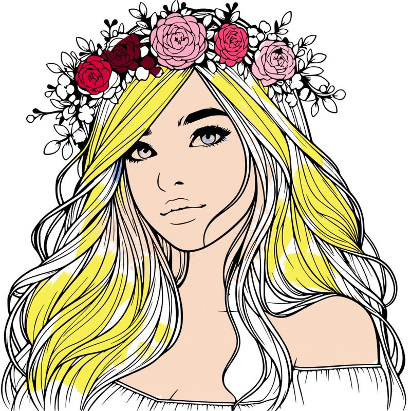 realistic girl with flower crown
