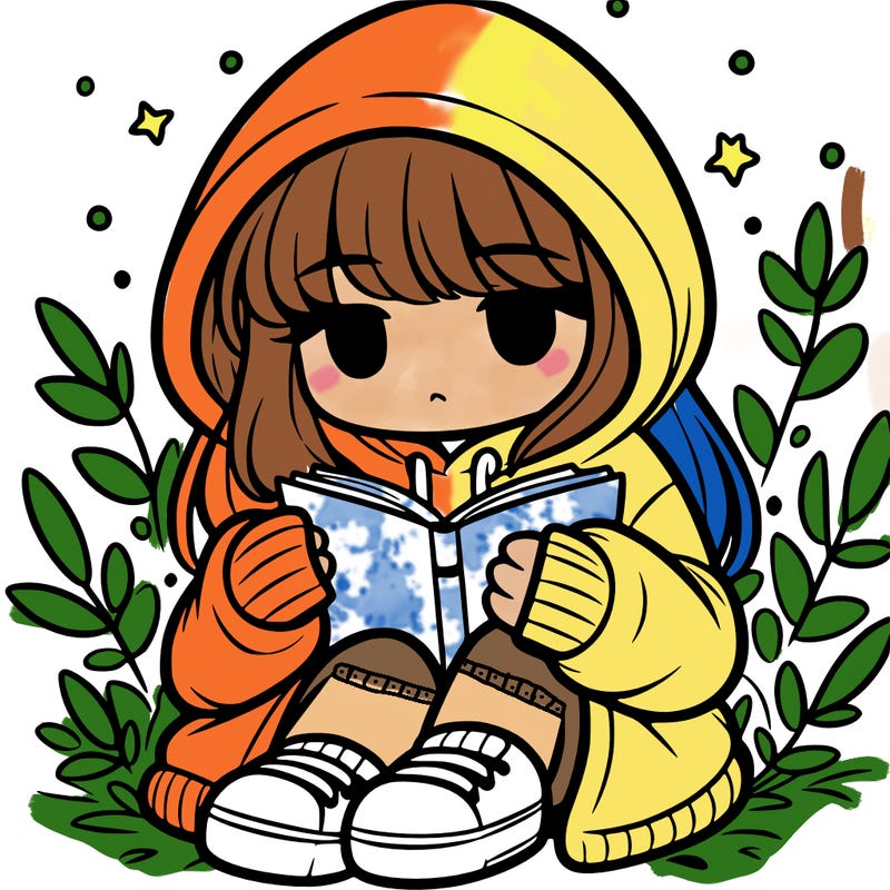 girl in oversized hoodie reading a book