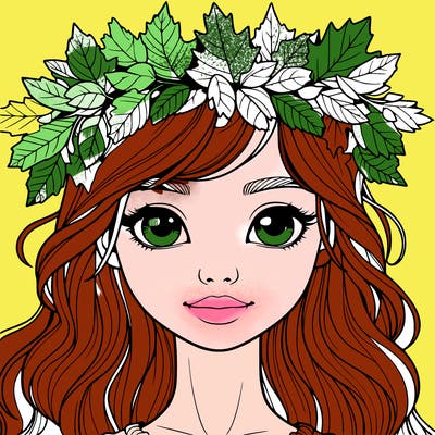 realistic girl with fall leaf crown