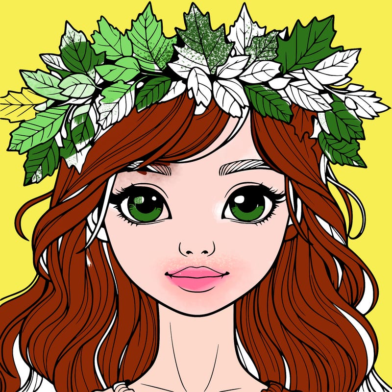 realistic girl with fall leaf crown