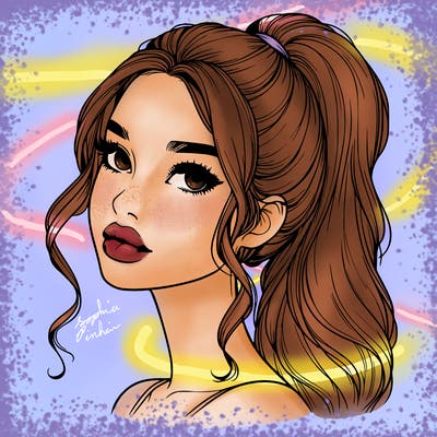 realistic girl with a ponytail on her hair and lips