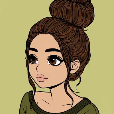 realistic girl with bun