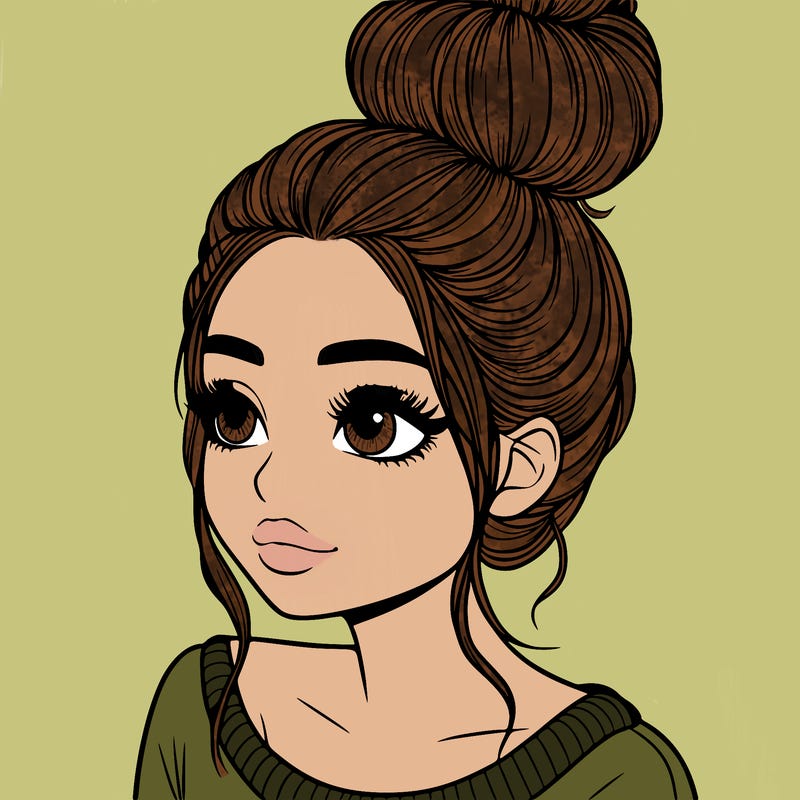 realistic girl with bun