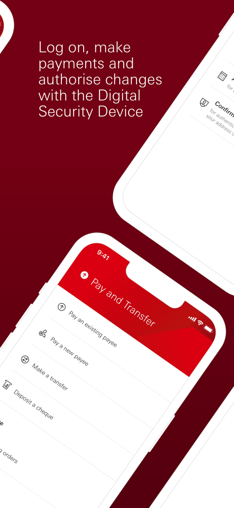 HSBC UK Business Banking - Interfaz de la aplicación móvil HSBC UK Business Banking que muestra opciones de pago y transferencia