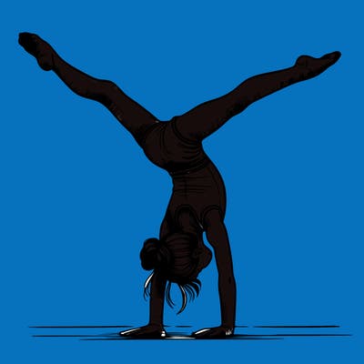 realistic gymnastic hand stand girl in four splits