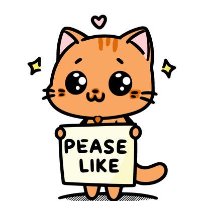 cute cat holding up a sign that says please like