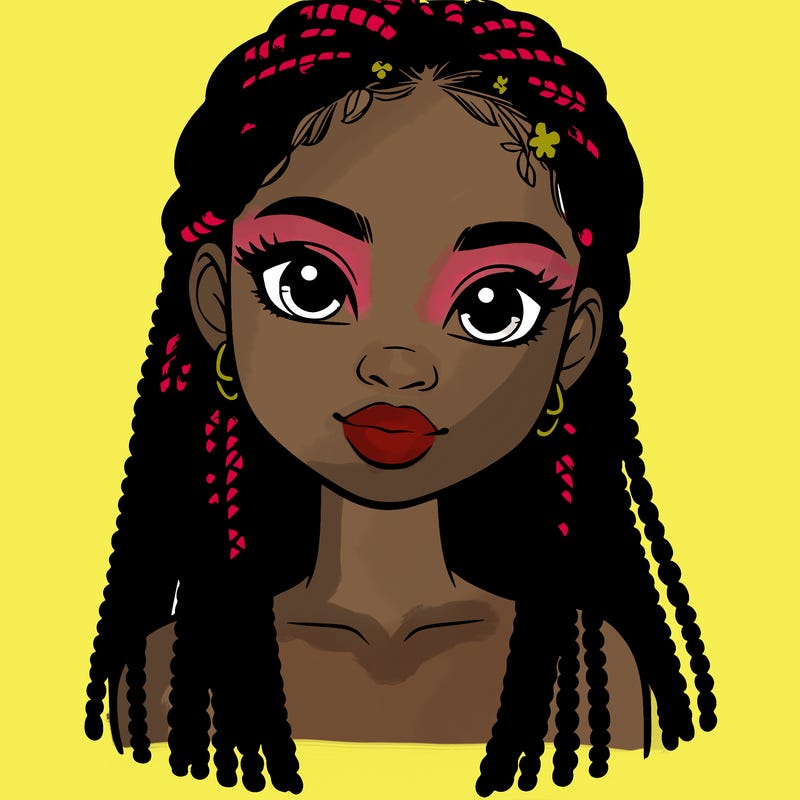 a realistic black girl with braids
