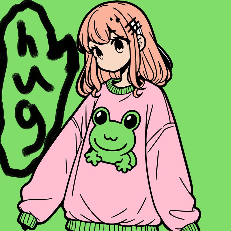girl wearing frogging sweatshirt