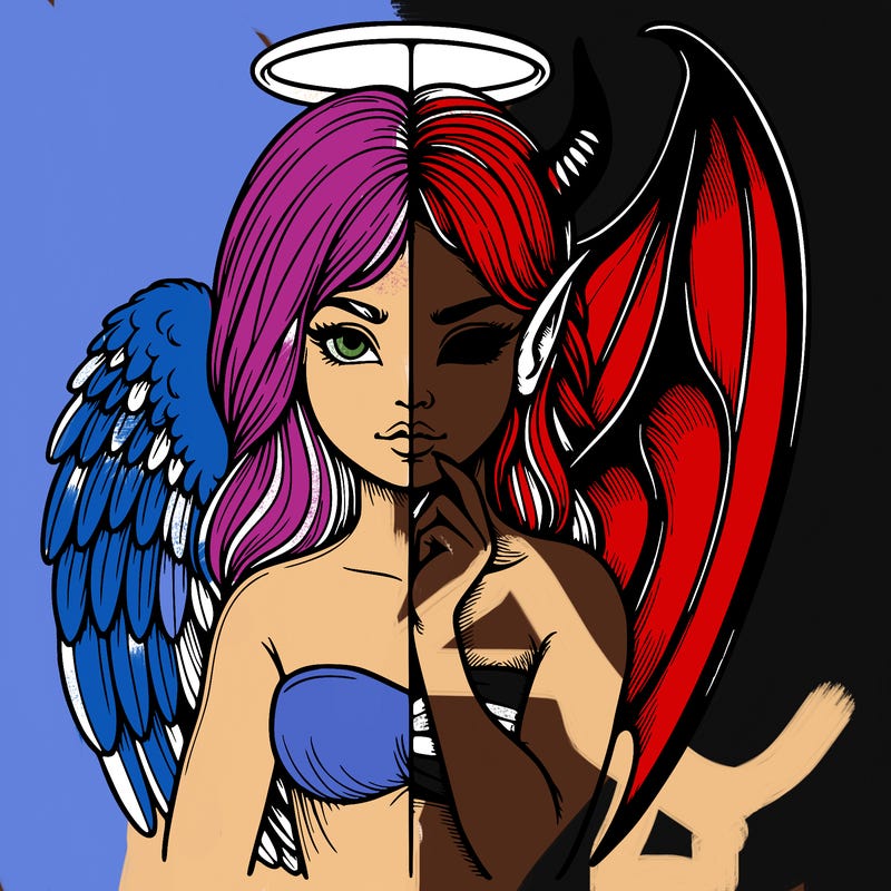 realistic angel half demon