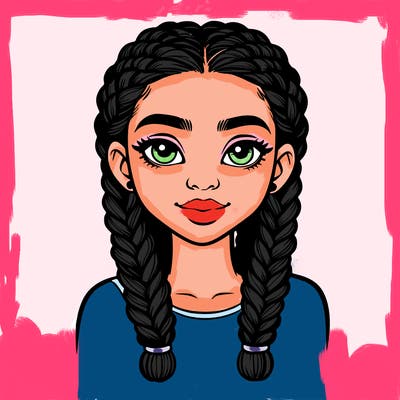 realistic girl with braids