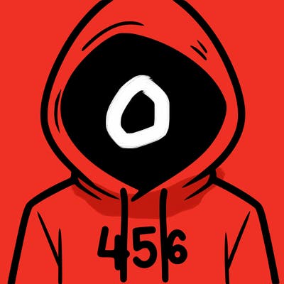 a person with non face waering a hoodie with a 456 symbol