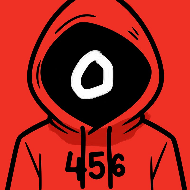 a person with non face waering a hoodie with a 456 symbol