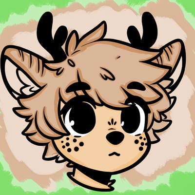 a humanoid deer with soft fluffy ears