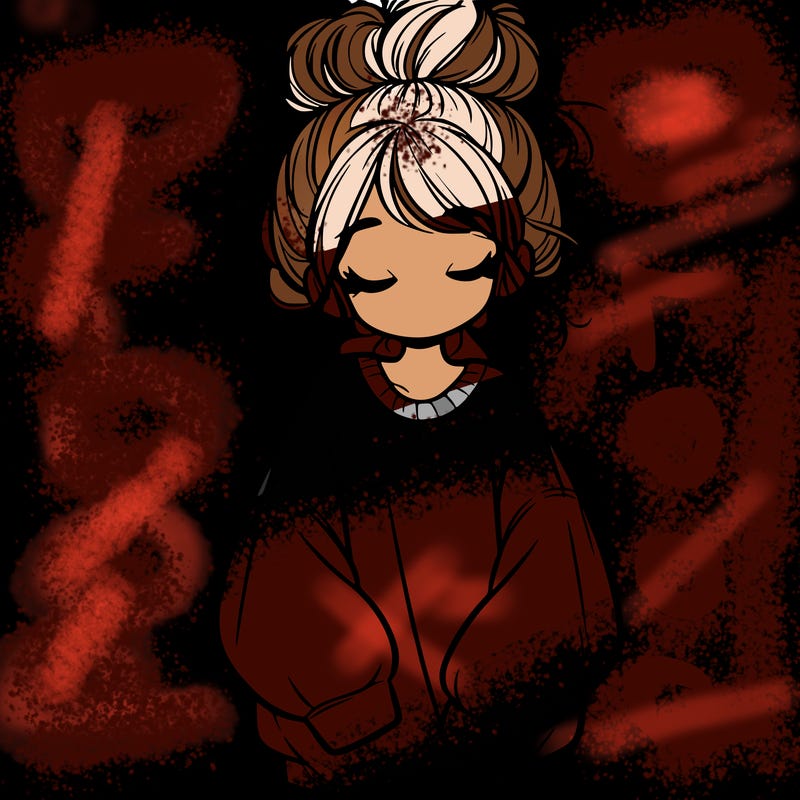 girl with baggy sweatshirt and messy bun