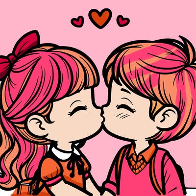 boy and girl kissing