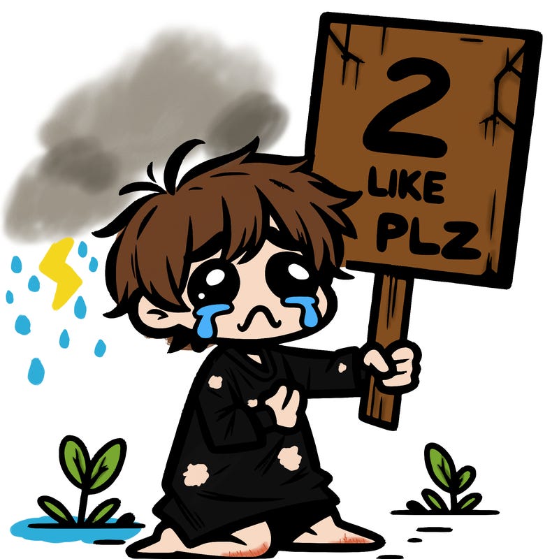small poor toddler crying with sign that says 2 like plz