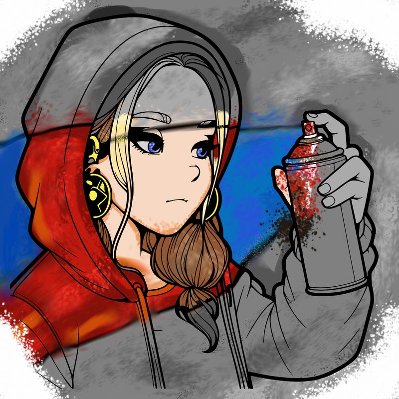 a realistic girl, spray painting