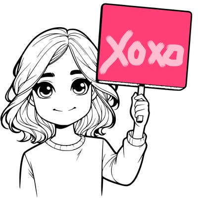 realistic girl holding up a sign