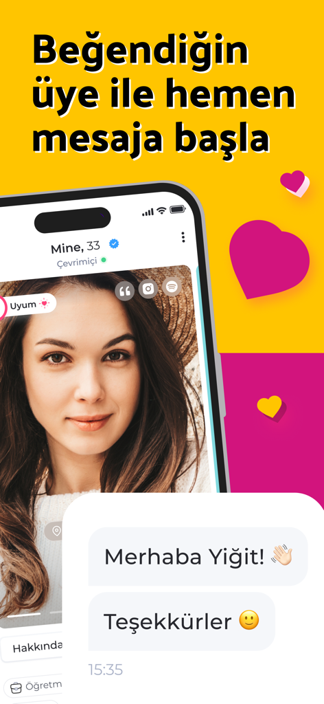 Screenshot of the Pembe Panjur dating app interface showing a user profile and a chat conversation in Turkish