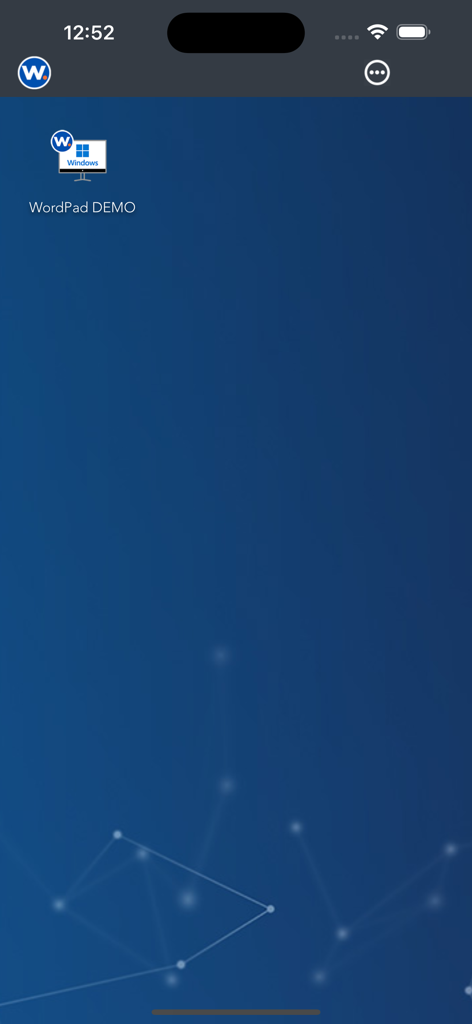 Workspot - Workspot mobile app interface showing a virtual Windows desktop shortcut