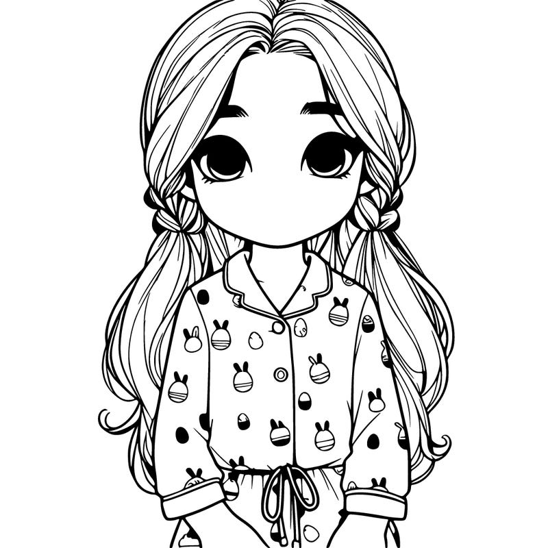 realistic  girl wearing easter pajamas