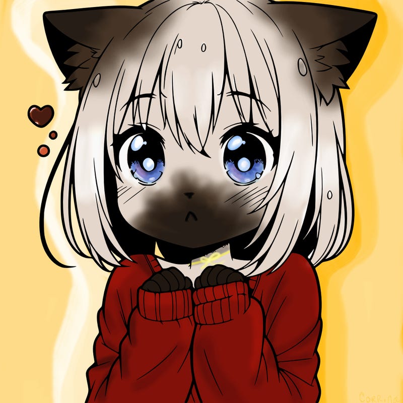 shy anime catgirl