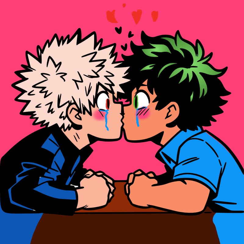 bakugou and deku smooching