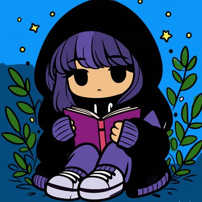 girl in oversized hoodie reading a book