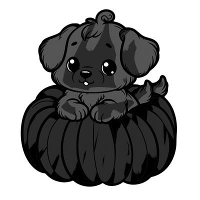 cute little puppy in a pumpkin
