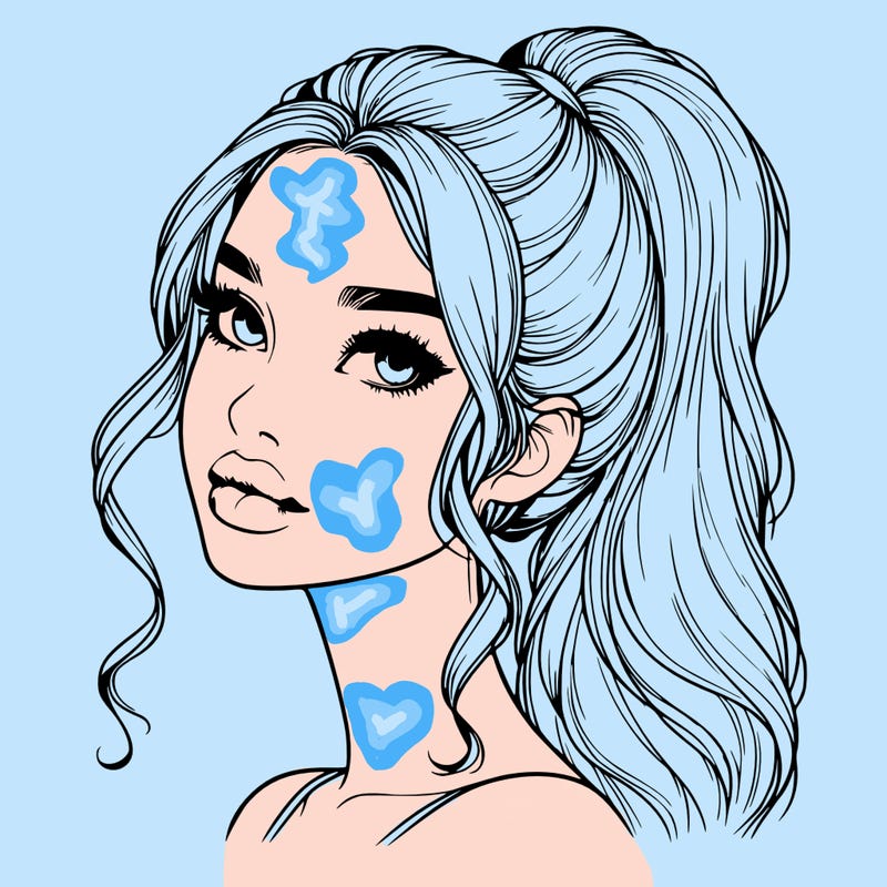 realistic girl with a ponytail on her hair and lips